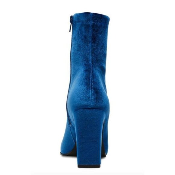 NEW Steve Madden Vinka Suede Square Toe Block Heel Booties in Blue Velvet - Picture 5 of 7